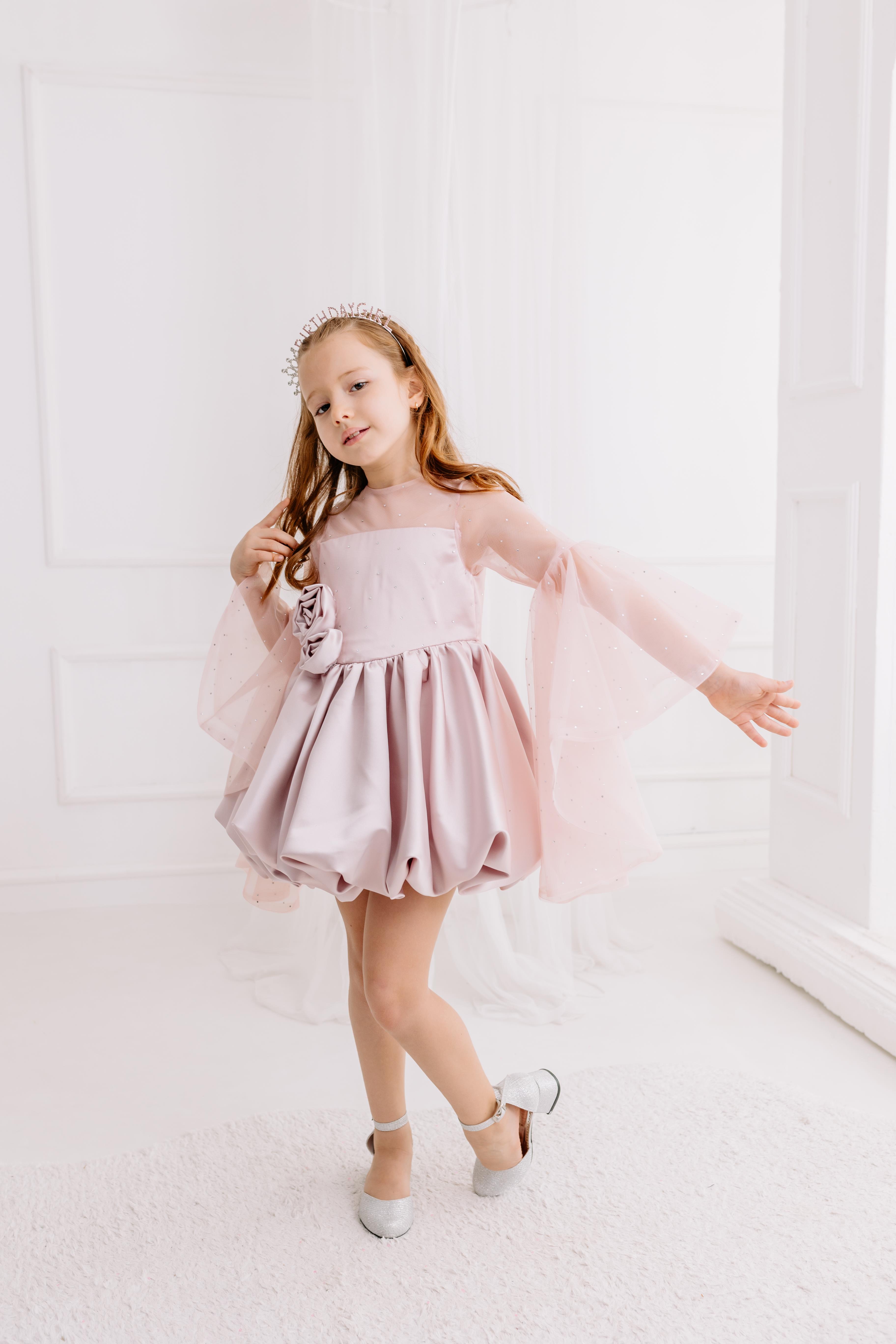 POWDER SATIN BALLOON DRESS