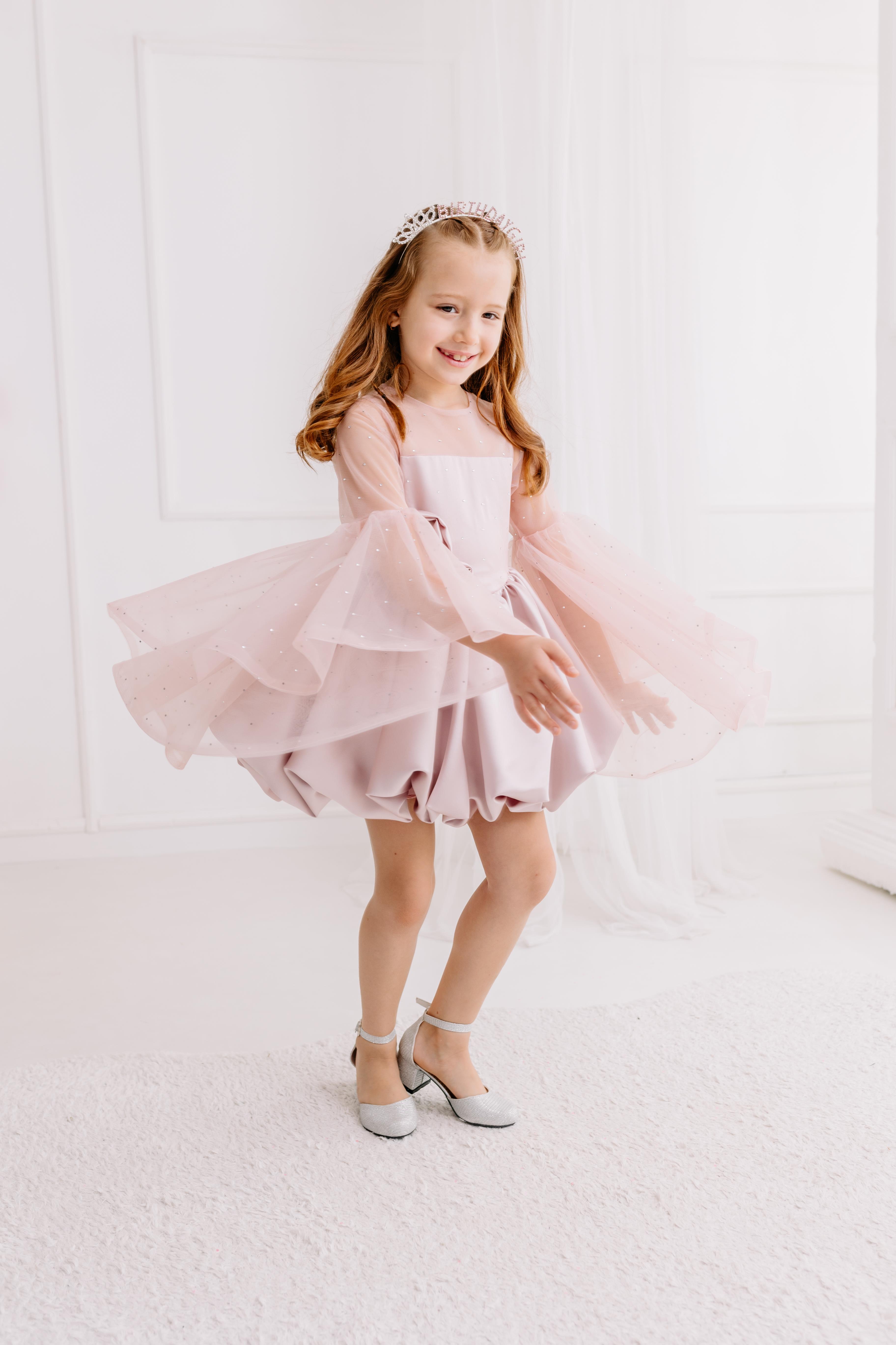 POWDER SATIN BALLOON DRESS