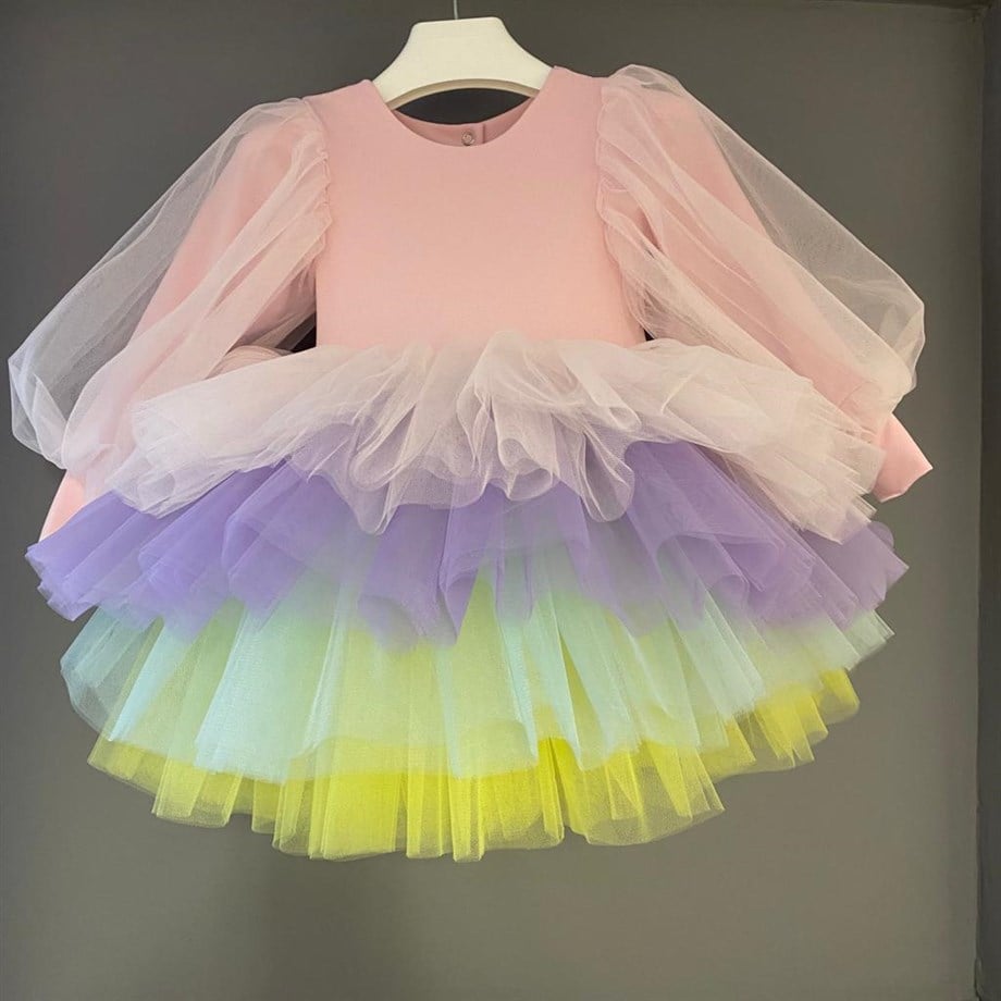 RAINBOW BOHO WINTER TUTU DRESS