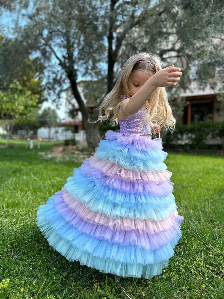 RAINBOW LONG TUTU SKIRT (TEK ETEK)