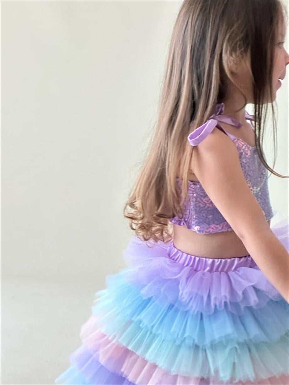 RAINBOW LONG TUTU SKIRT (TEK ETEK)