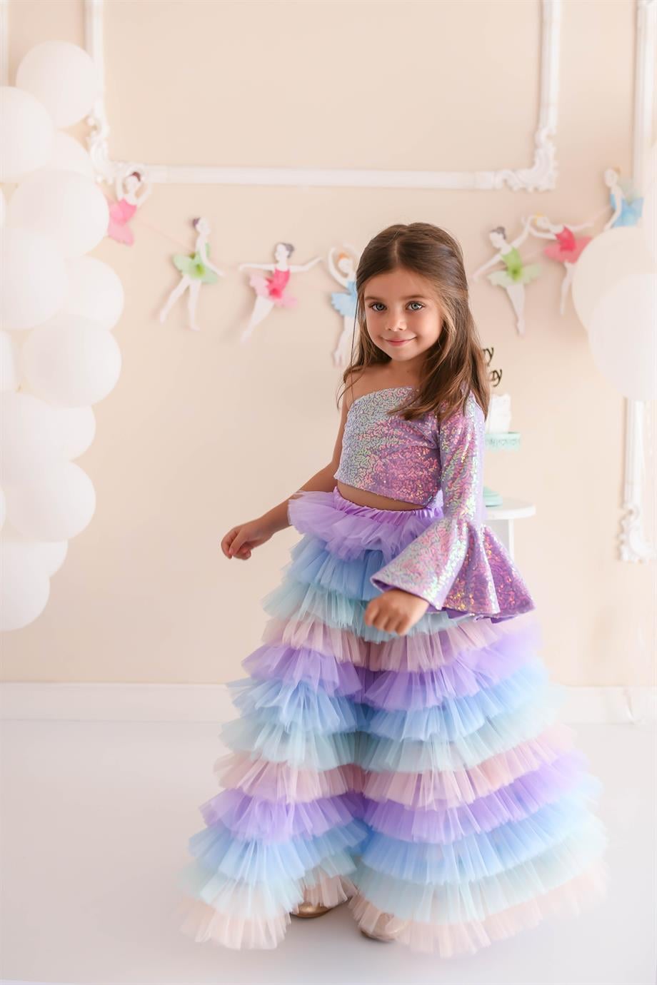 RAINBOW LONG TUTU SKIRT (TEK ETEK)