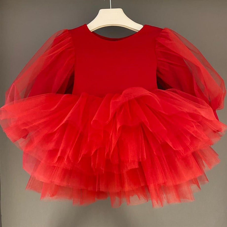 RED BOHO WINTER TUTU DRESS