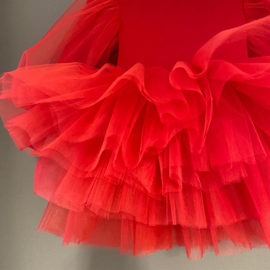 RED BOHO WINTER TUTU DRESS