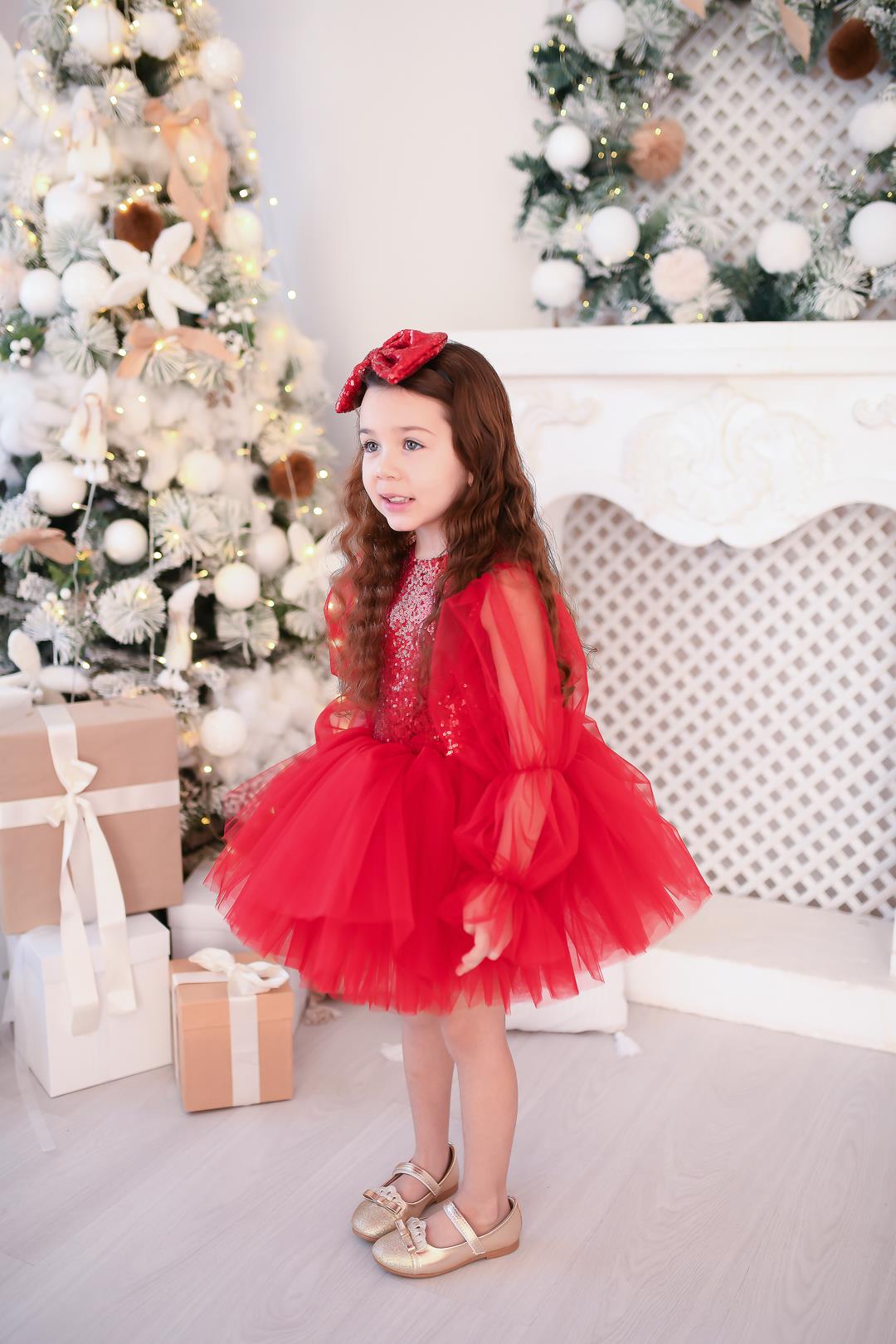 RED GLOSSY TUTU DRESS