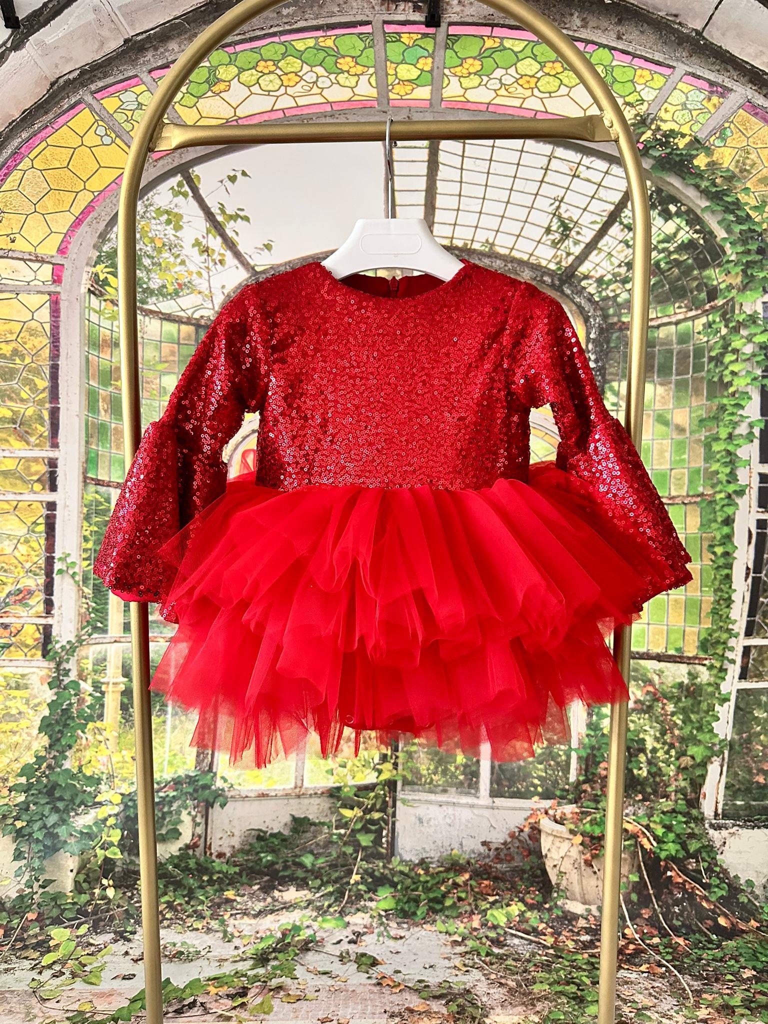 RED SHINY TUTU DRESS