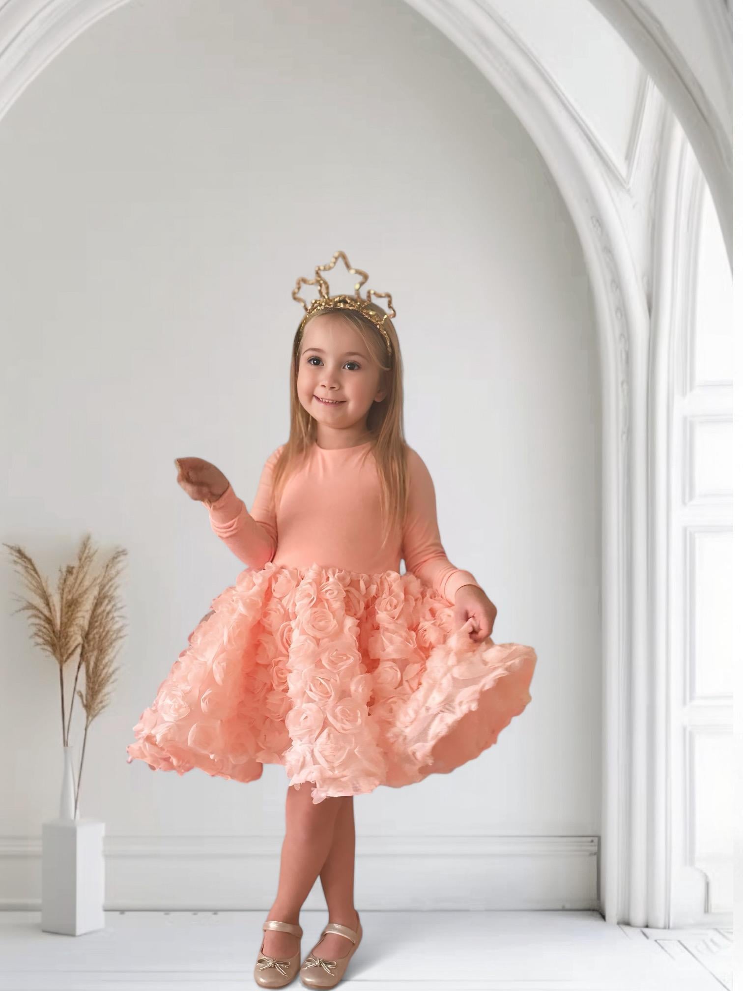 SALMON  FLOWER TUTU DRESS