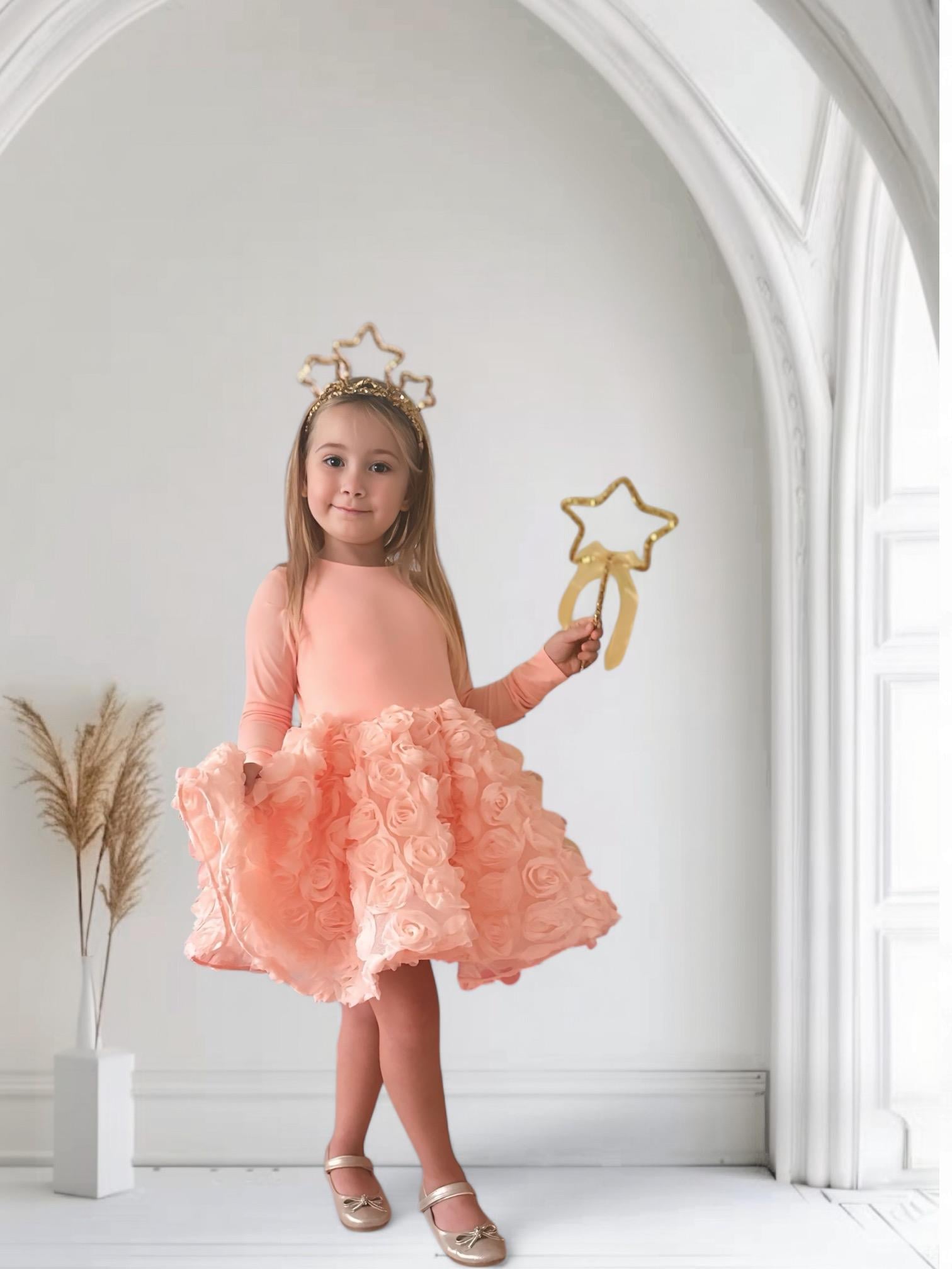SALMON  FLOWER TUTU DRESS