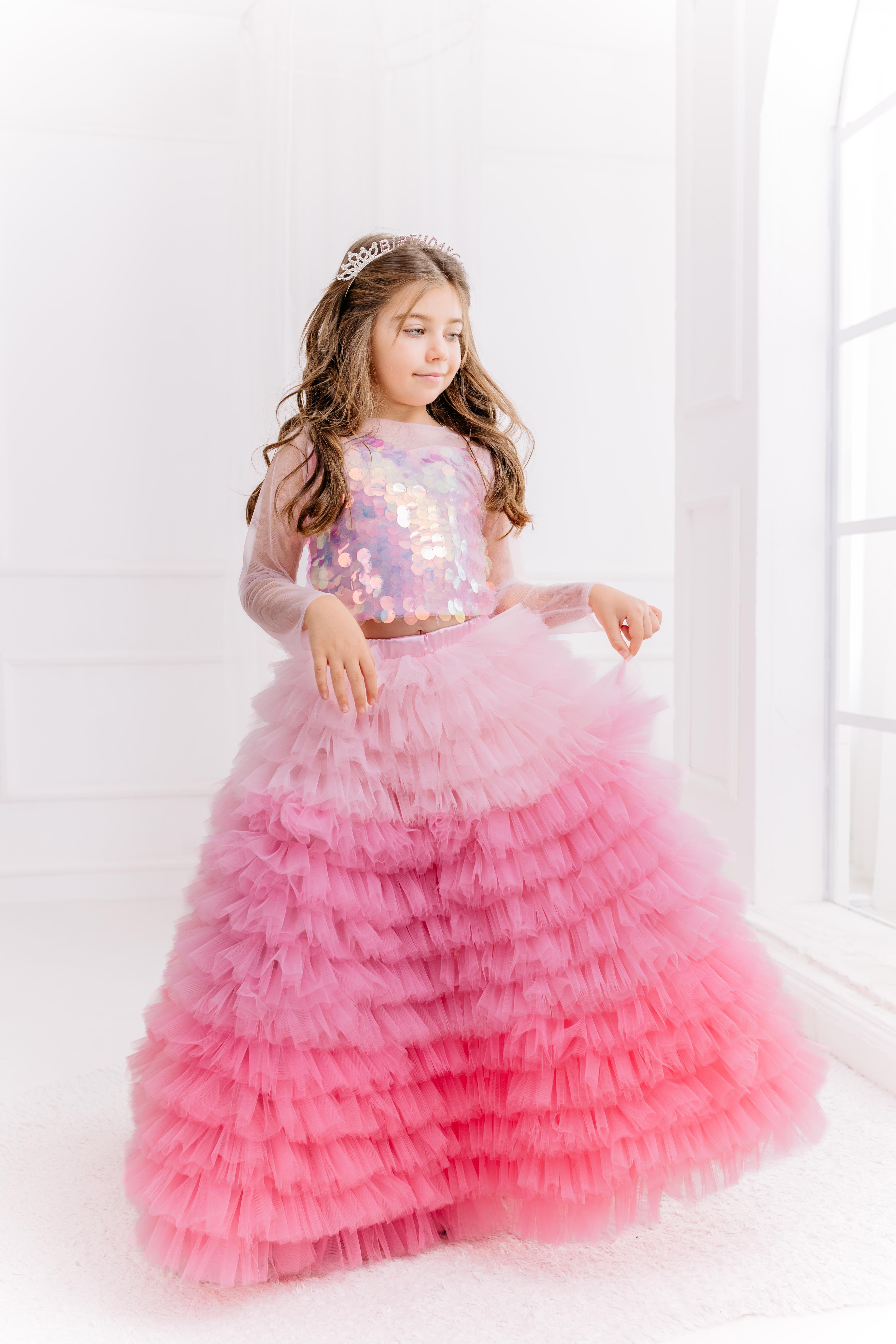 SUGAR CANDY LONG SKIRT&PINK TULLE CROP
