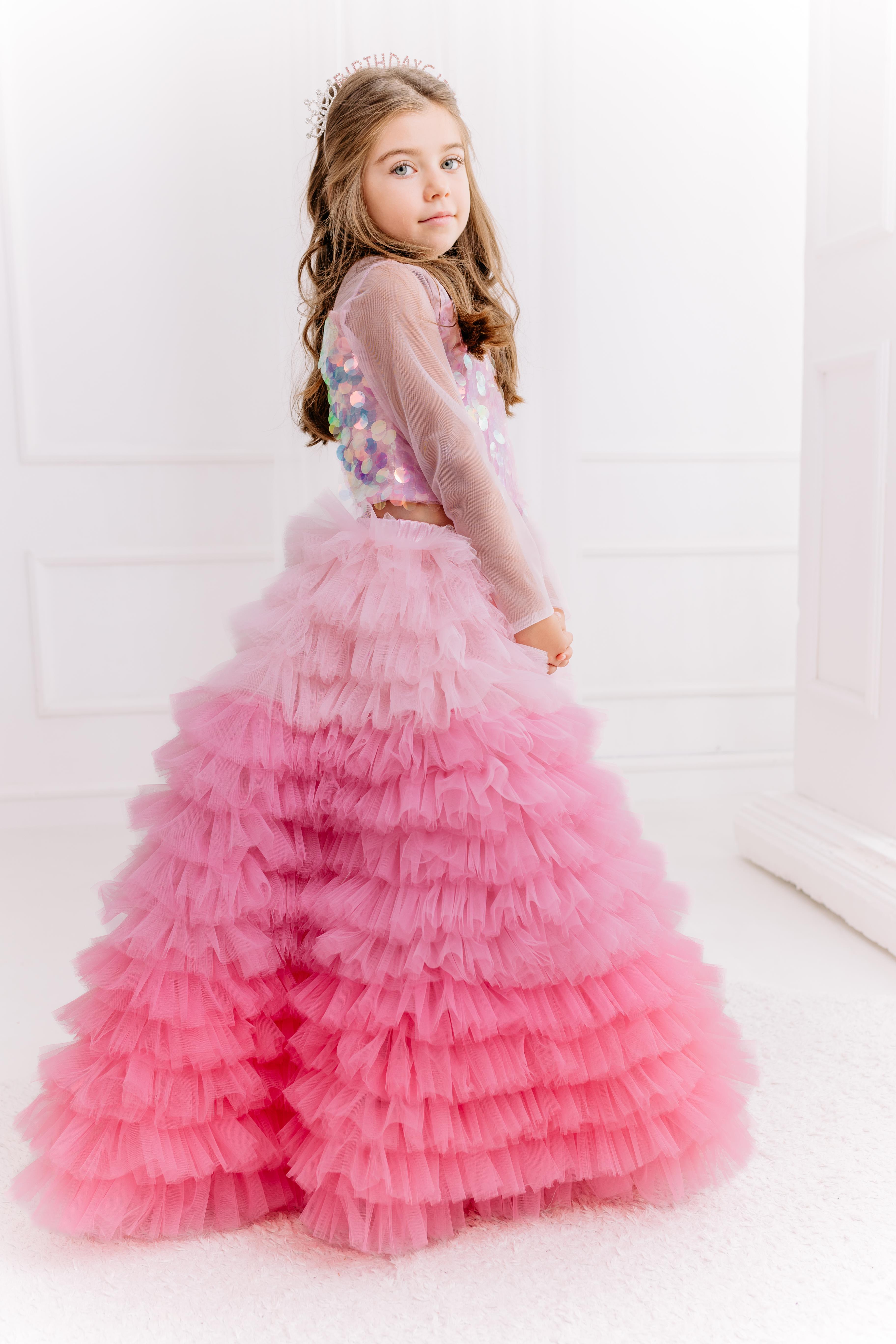 SUGAR CANDY LONG SKIRT&PINK TULLE CROP