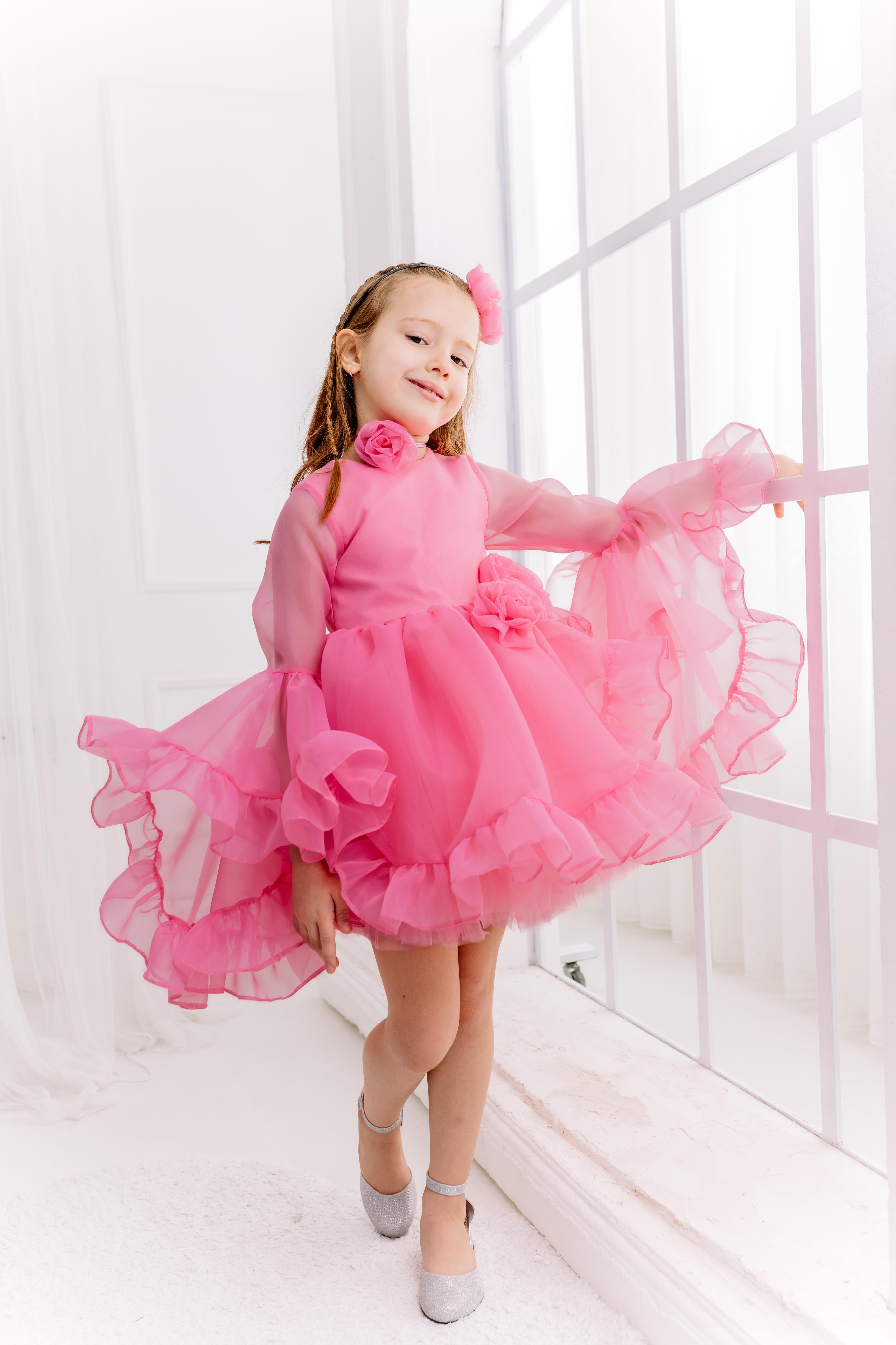 SUGAR PINK GARDENIA TULLE DRESS