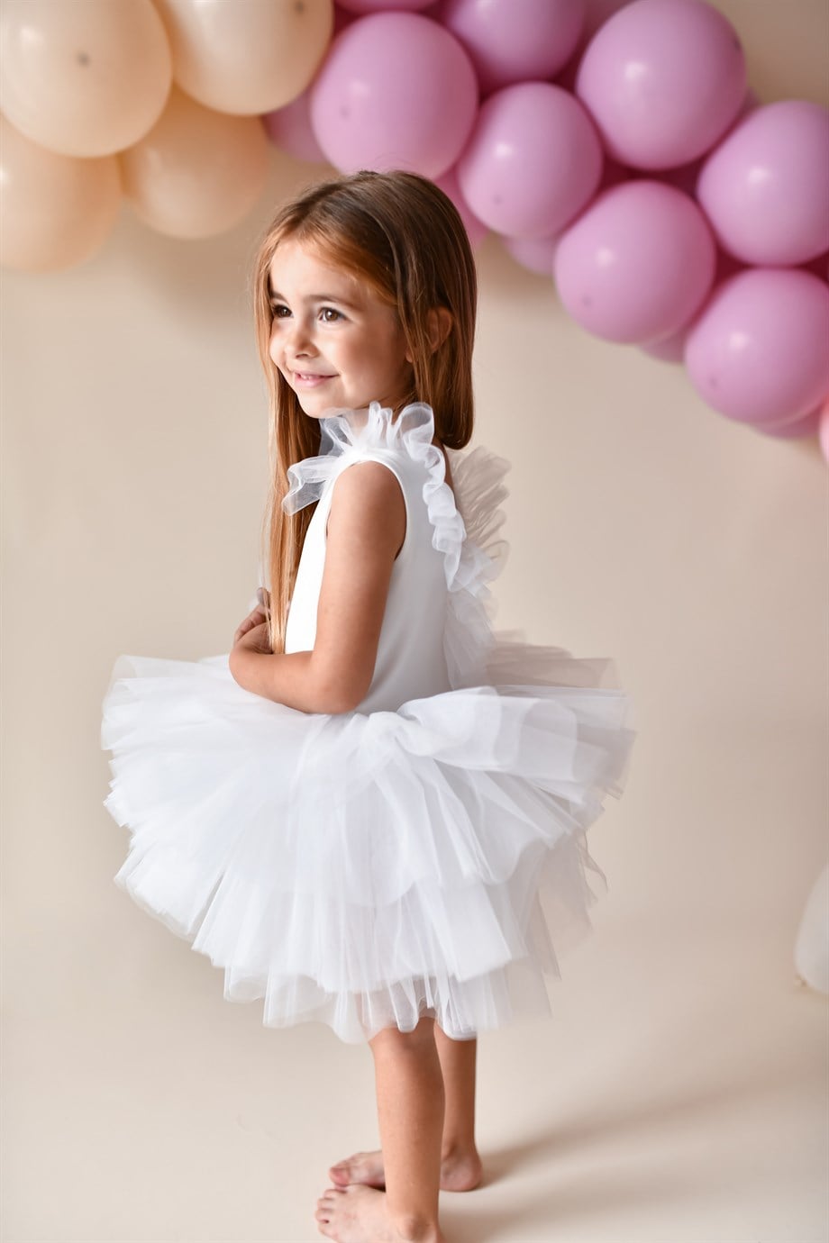 WHITE LOW-CUT BACK TUTU DRESS