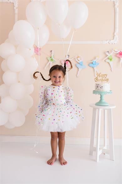 BALLOON SLEEVE BUTTERFLY DRESS