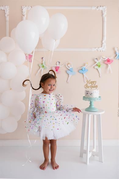 BALLOON SLEEVE BUTTERFLY DRESS