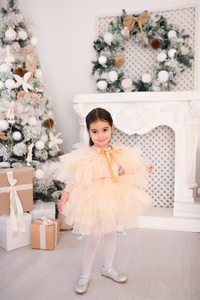 BEJ RENK YILDIZLI CROP PELERİN