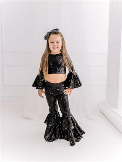 BLACK TROUSER&CROP TOP