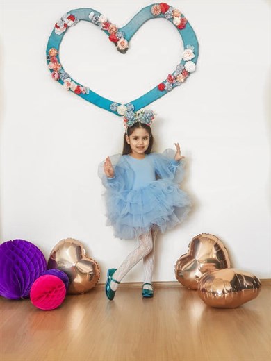 Blue Boho Winter Tutu Dress