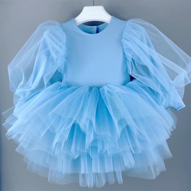 Blue Boho Winter Tutu Dress