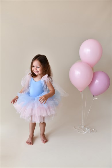 BOW WITH TULLE TUTU DRESS BLUE
