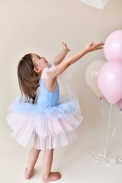 BOW WITH TULLE TUTU DRESS BLUE