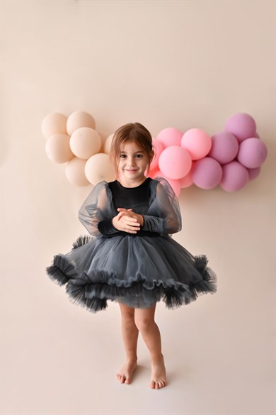 DARK GREY LOLA VELVET TUTU DRESS