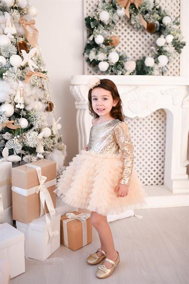 GOLD ONE SHOULDER MANDY TUTU DRESS
