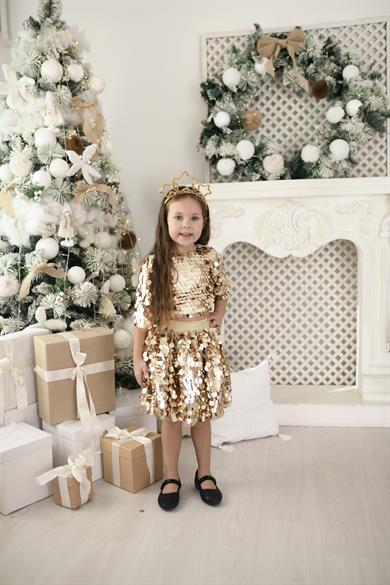 GOLD SQUAMA SKIRT&CROP