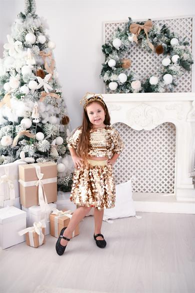 GOLD SQUAMA SKIRT&CROP