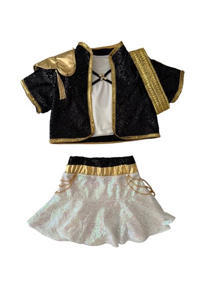 K-POP RUMİ ETEKLİ KISA KOLLU SET