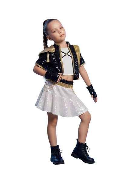 K-POP RUMİ ETEKLİ KISA KOLLU SET