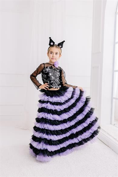 KUROMI LONG SKIRT& BLACK TULLE CROP