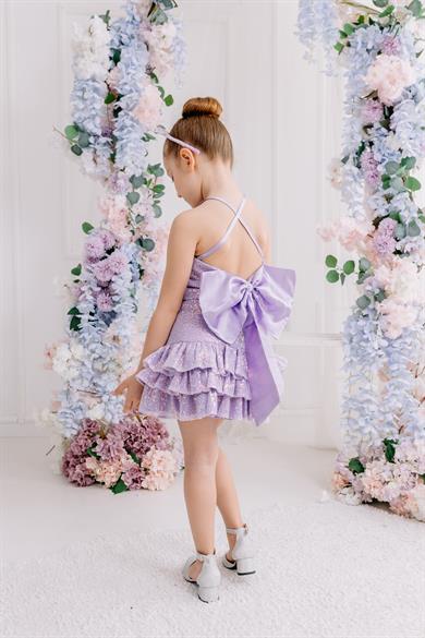 LILAC RIBBON CROP AND FRILL MINI SKIRT