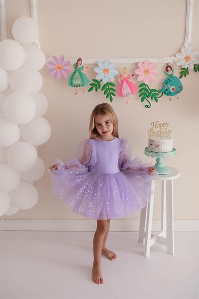 LILAC BALLOON SLEEVE MAGICAL DRESS