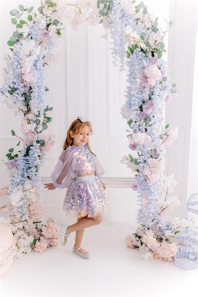 LILAC BOHO SQUAMA CROP&SKIRT
