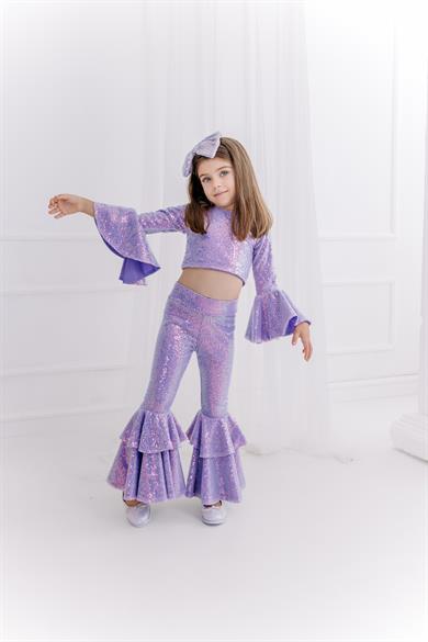 LILAC FRILL TROUSER&CROP 