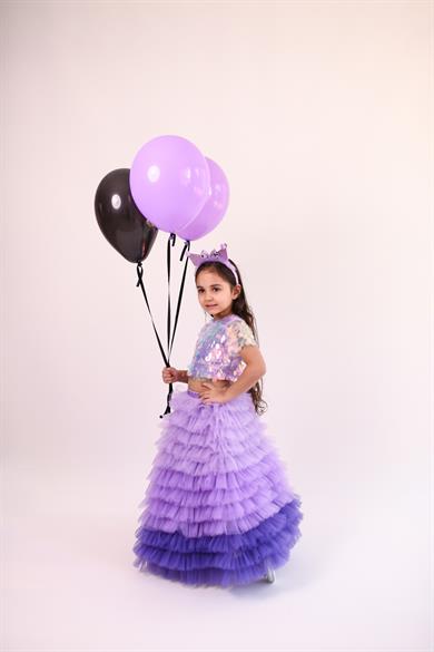 LILAC OMBRE LONG SKIRT& LILAC OVERSIZE CROP