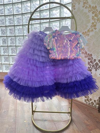 LILAC OMBRE LONG SKIRT& LILAC OVERSIZE CROP