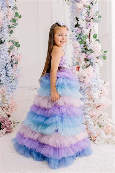 LILAC ONE SHOULDER CROP AND FRILL TROUSERS OUTFIT (TAM SET)