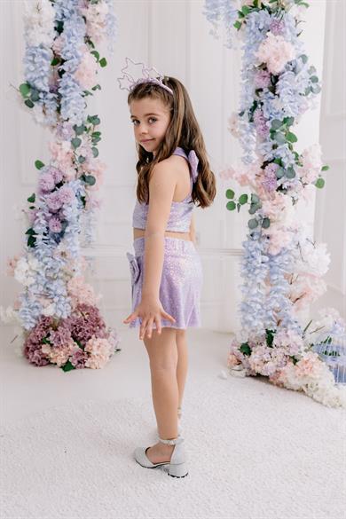 LILAC SHORTS SKIRT AND BETTY CROP