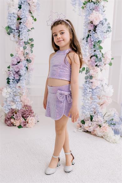 LILAC SHORTS SKIRT AND BETTY CROP
