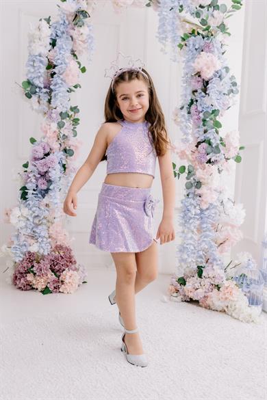 LILAC SHORTS SKIRT AND BETTY CROP
