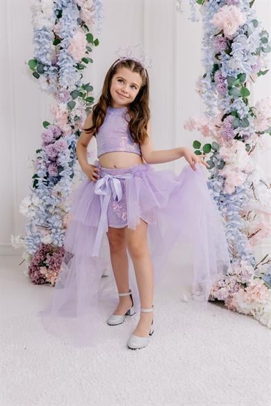 LILAC SHORTS SKIRT OUTFIT