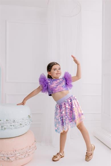 LILAC SQUAMA SKIRT & CROP