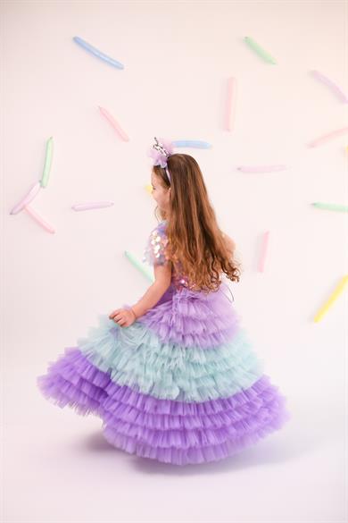 MERMAID LONG SKIRT& LILAC SQUAMA OVERSIZE CROP