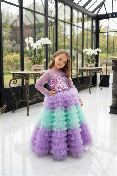 MERMAID LONG SKIRT&LILAC TULLE CROP