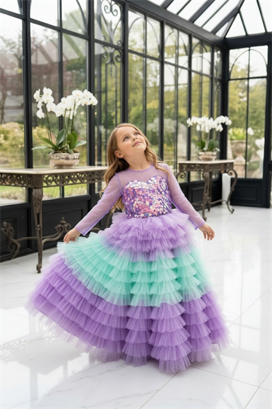 MERMAID LONG SKIRT&LILAC TULLE CROP