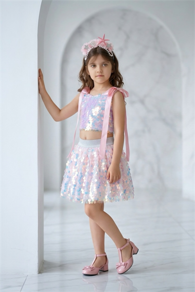 PINK SIRENE SUMMER CROP AND SKIRT