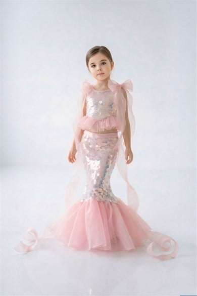 PINK ARIEL MERMAID SKIRT AND CROP