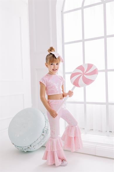 PINK FRİLL TROUSERS OUTFIT (TAM TAKIM)