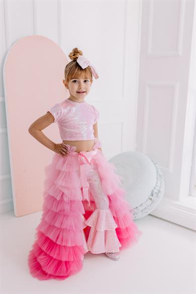 PINK FRİLL TROUSERS OUTFIT (TAM TAKIM)